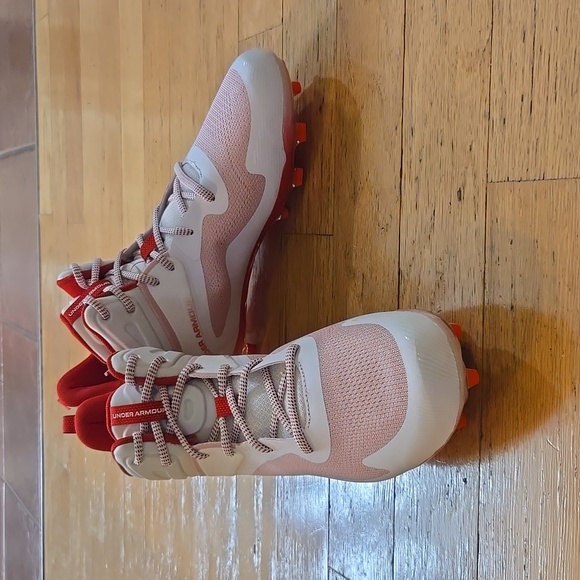 Lacrosse Cleats U Der Armour Command MC Mid Red & White Mens's 11.5 - Picture 4 of 11